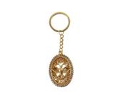 Chaveiro dourado espírito santo oval strass religioso santo