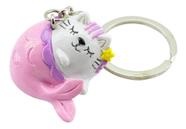 Chaveiro Gato Gatinho Sereia Rosa 3cm