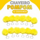 Chaveiro Pompom Pelúcia Amarelo Gema 50mm - C/ 12 Unidades - BRX