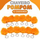 Chaveiro Pompom Pelúcia Laranja - 50Mm Kit C/12 Unidades - Nybc