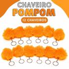 Chaveiro Pompom Pelúcia Laranja 70mm - C/ 12 Unidades - BRX