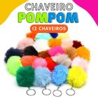 Chaveiro Pompom Pelúcia Sortido - 70Mm Kit C/12 Unidades - Nybc