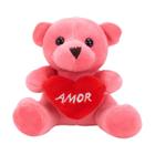 Chaveiro Urso Rosa Coração Amor 12cm - Pelúcia