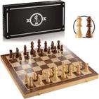 Chess Armory Magnetic Chess Set 15 polegadas x 15 polegadas - Conjunto de xadrez de madeira de nozes embutido com tabuleiro de xadrez dobrável, peças de xadrez staunton, &amp caixa de armazenamento - Jogo de tabuleiro de madeira de jogo de madeira de j