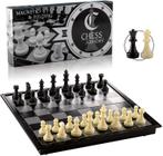 Chess Armory Travel Chess Set 9.5" x 9.5"- Conjunto de xadrez de plástico com tabuleiro de xadrez magnético dobrável, peças de xadrez Staunton, Caixa de Armazenamento, e 2 Rainhas Extras - Jogo de Tabuleiro portátil