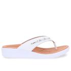 Chinelo Anabela Couro Detalhe Enfeite