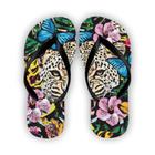 Chinelo Animal Print Onça Floral