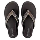 Chinelo Beira Rio Plataforma Casual Comfort Strass Feminina Preta 341741