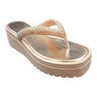 Chinelo Casual Feminino Plataforma Ramarim Amêndoa/Ouro