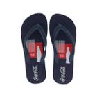 Chinelo Coca-Cola Casual Tiras Furadas Com Logo Masculino Marinho