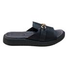 Chinelo de Couro Feminino Pegada Salto Baixo Flatform Preto