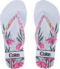 Chinelo de dedo feminino coca cola cc3506 branco floral