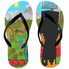 Chinelo do Athos MineCraft de costas infantil e adulto. Presente do Mine Craft Atos, Minicraft Mini Craft Laranja e pre