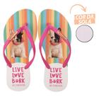 Chinelo Feminino Cachorro Bull Dog Francês - Rafitthy - Pink e Branco