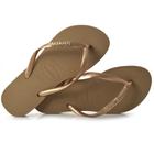 Chinelo Feminino Havaianas Slim Logo Metal Dourado 4119875