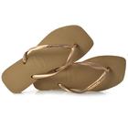 Chinelo Havaianas Slim Square Metalizado Party Dourado Golden