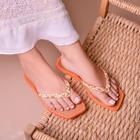 Chinelo feminino laranja praia piscina nao escorrega