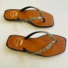 Chinelo Feminino Strass Conforto Quadrado Leve Estilo Art Griffe Moda