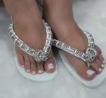 chinelo havaianas com meia cana prata enrolado com fio de seda