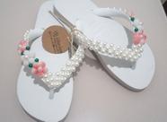 Chinelo Havaianas Customizados /Bordado/ Decorado com pérolas mescladas salmon (pêssego)e branca