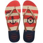 Chinelo Havaianas Slim Nautical Feminino - Bege e Vermelho