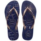 Chinelo Havaianas Slim Nautical Feminino - Marinho e Dourado