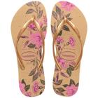 Chinelo Havaianas Slim Organic Dourado Floral Feminino