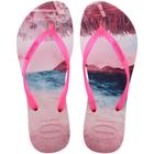 Chinelo Havaianas Slim Paisage Praia Logo Metálico CandyPink