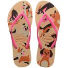 Chinelo Havaianas Slim Pets Feminino - Bege e Rosa