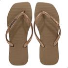 Chinelo Havaianas Slim Square Logo Metallic Rose Gold