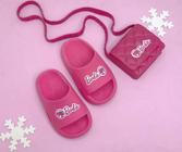 Chinelo infantil slide barbie com bolsinha 26 ao 33 super