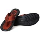 Chinelo Masculino Couro Legitimo Sandalia Couro Tabaco Premium Bordado Confortavel