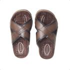 Chinelo Masculino Slide Em Couro Pegada Marrom