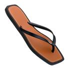 Chinelo Rasteirinha Forrado Bico Quadrado Feminino Praia Preto