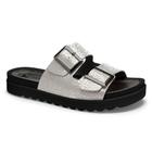 Chinelo Slide Flatform Prata Preto Tanara T8131-0007