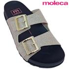 Chinelo Tipo Tamanco Feminino Moleca Brilho Fivela Fixa