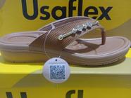 Chinelo Usaflex Anabela Couro Rosa Detalhe com Strass AK0507001