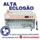 Chocadeira Elétrica ALTA ECLOSÃO Automática 120 ovos Bivolt Controle de Temperatura e Controle de Umidade PID com 4 ventiladores com ovoscópio