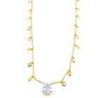 Chocker Rihana Com Gota E Rivieiras Brancas Folheado A Ouro