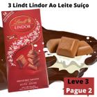 Chocolate Lindt  Lindor Swiss Milk 100g Kit com 3 Unidades