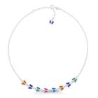 Choker Borboletas Pedras Coloridas Prata 925