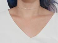 Choker Colar Corrente Fio Coração Prata 925