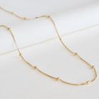 Choker Colar Longo Feminino Semijóia Bolinha Espaçada 60cm Folheado a Ouro 18k