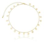 Choker Denise Corrente Fio palito com chapinhas redondas banhada em ouro 18k