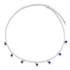 Choker Pedra Azul Safira Banhada Prata Semijoia