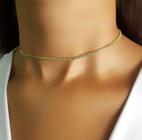 Choker Riviera Zircônia Acqua Marinha Banhado a Ouro