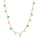 Choker Semijoia Cristais Colors Banho Ouro 18k 32cm