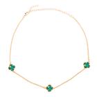 Choker Semijoia Lara Trevo Verde Dourado