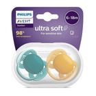 Chupeta Avent Ultra Soft Peles Sesíveis Azul e Amarelo 6-18m