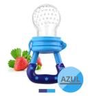 Chupeta Azul Alimentadora Mordedor Silicone Porta Fruta Bebê